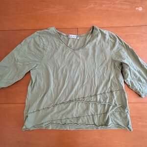 Habitat XL green relaxed, fit cotton blend three-quarter sleeve shirt